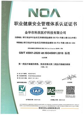 職業(yè)健康安全管理體系認證證書
